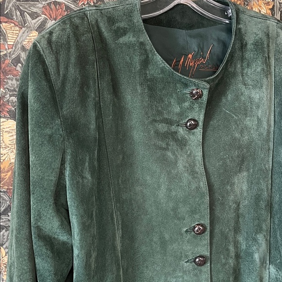 80s Vintage Green Suede Jacket M - Picture 2 of 12